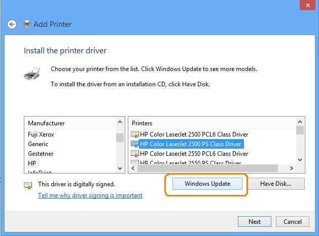 Printer driver update